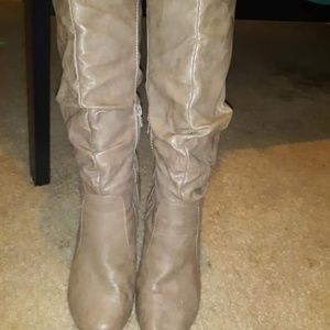 Tan calf high boots